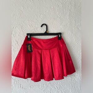 Red pleated skirt for Halloween costume (shiny material)